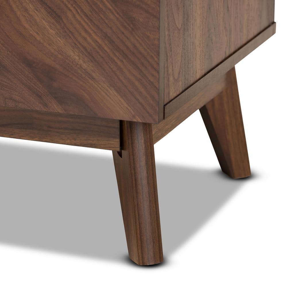 Walnut Brown Mid-Century Modern 2-Drawer Nightstand