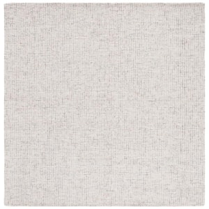 Martha Stewart Light Gray/Ivory 6 ft. x 6 ft. Solid Marled Square Area Rug
