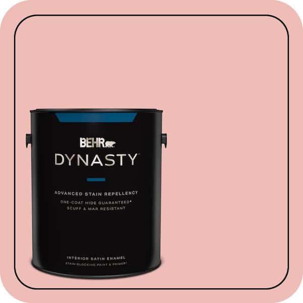BEHR DYNASTY 1 gal. #BIC-04 Pink Taffy Satin Enamel Interior Stain-Blocking Paint and Primer