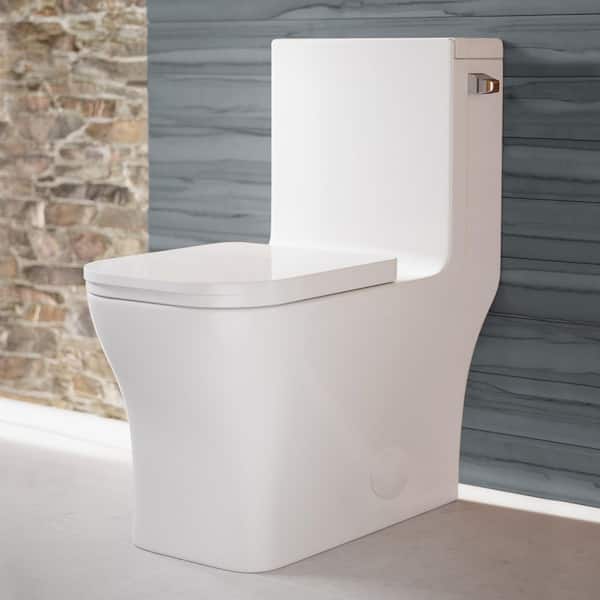 Swiss Madison Concorde 1-piece 1.28 GPF Single Flush Square Toilet in Glossy White Seat Included