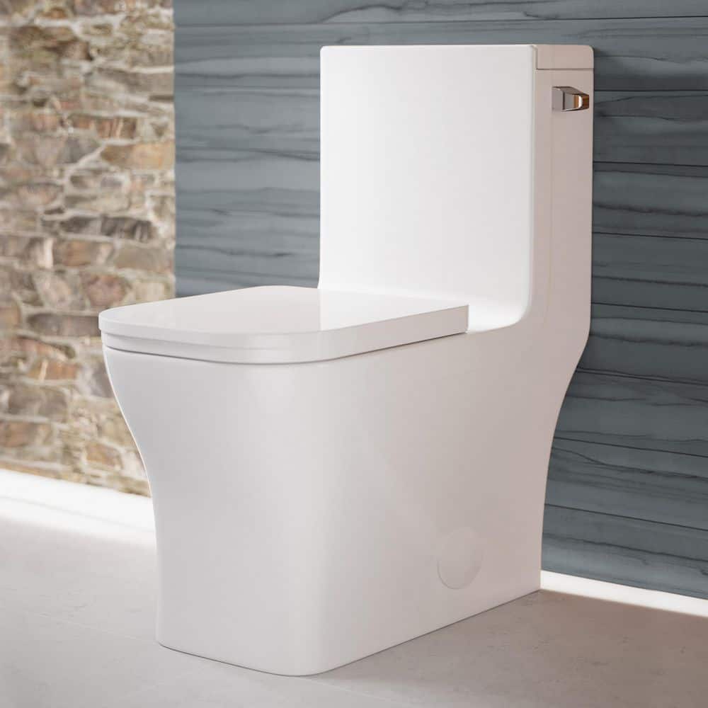 Concorde Glossy White One-Piece Elongated Toilet with Right Side Flush Handle