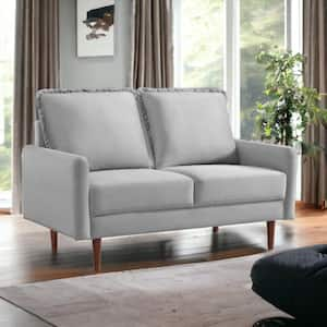 57 in. Gray Solid Velvet 2-Seater Loveseat