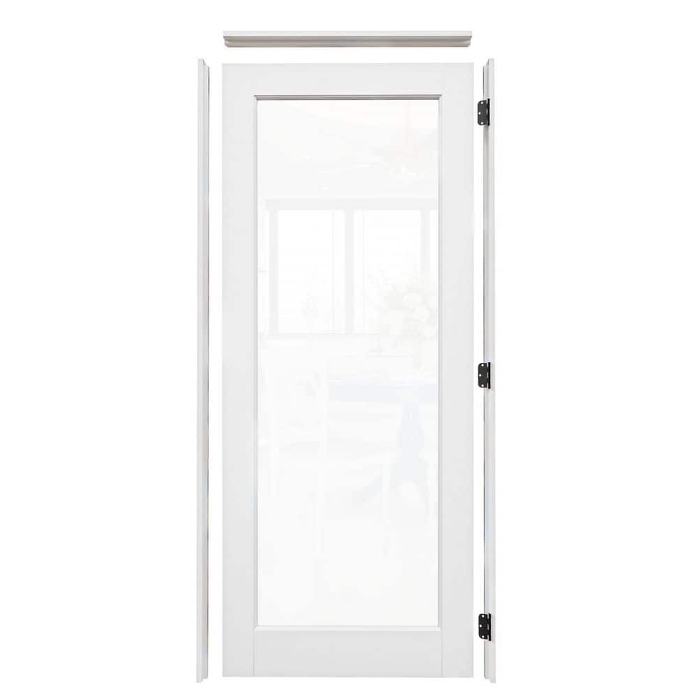 30 in. x 80 in. 1-Lite Clear Glass Left-Handed White Solid Core Glass Single Prehung Interior Door + Quick Assemble Jamb price history on PriceWatchPro