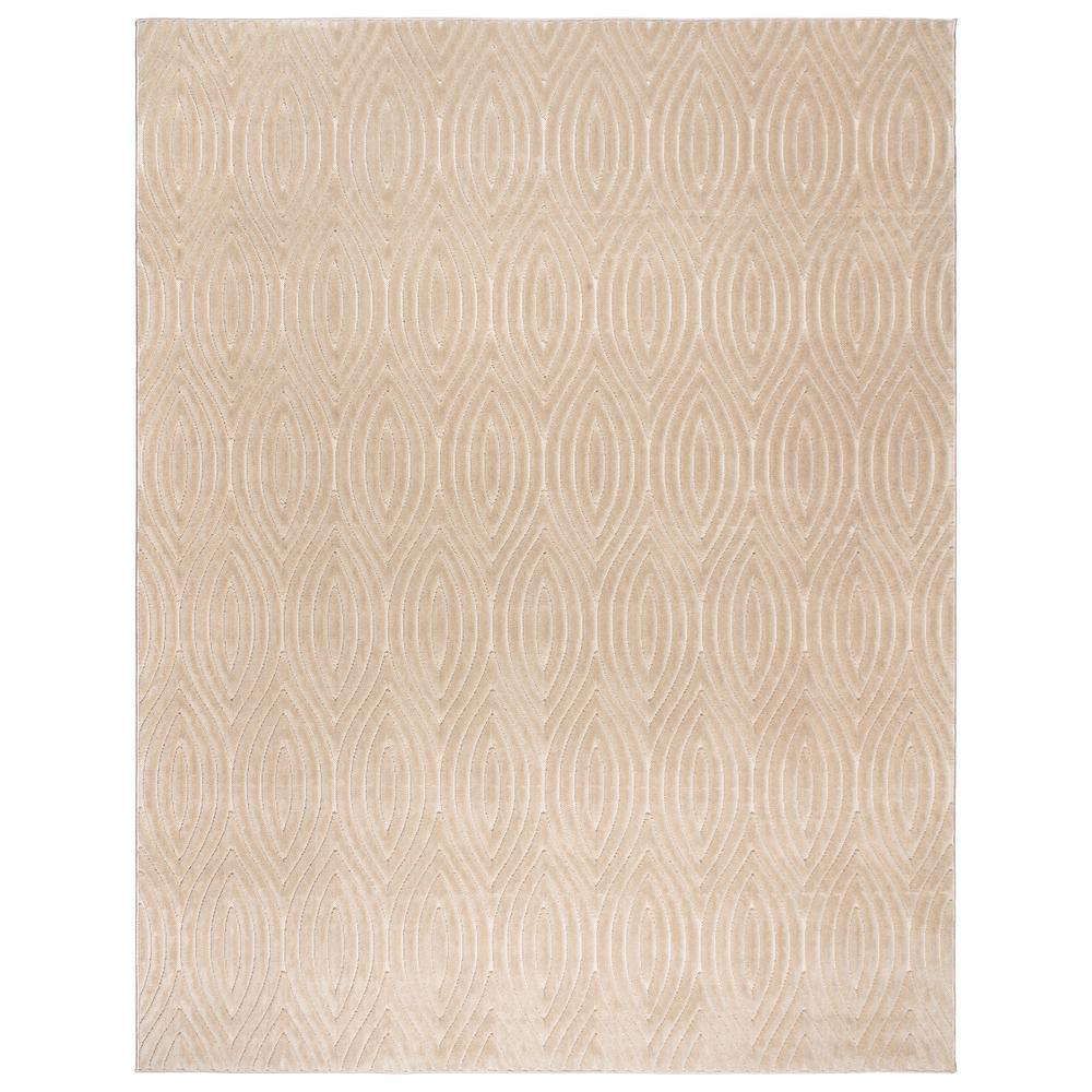 Beige Geometric Tufted Rectangular 6' x 9' Synthetic Rug