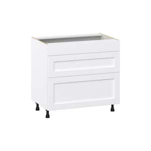 Mancos Bright White Shaker Assembled Base Kitchen Cabinet for Cooktop with 2-Drawers (36 in. W x 34.5 in. H x 24 in. D)