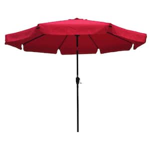 10 ft. Steel Round Outdoor Market Patio Umbrella in Red