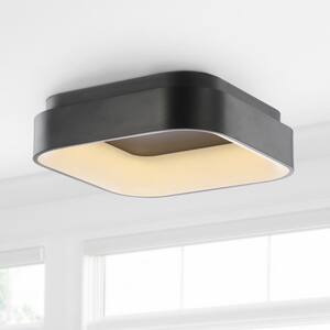 Rafael 17.7 in. Black Integrated LED Metal Flush Mount Ceiling Light