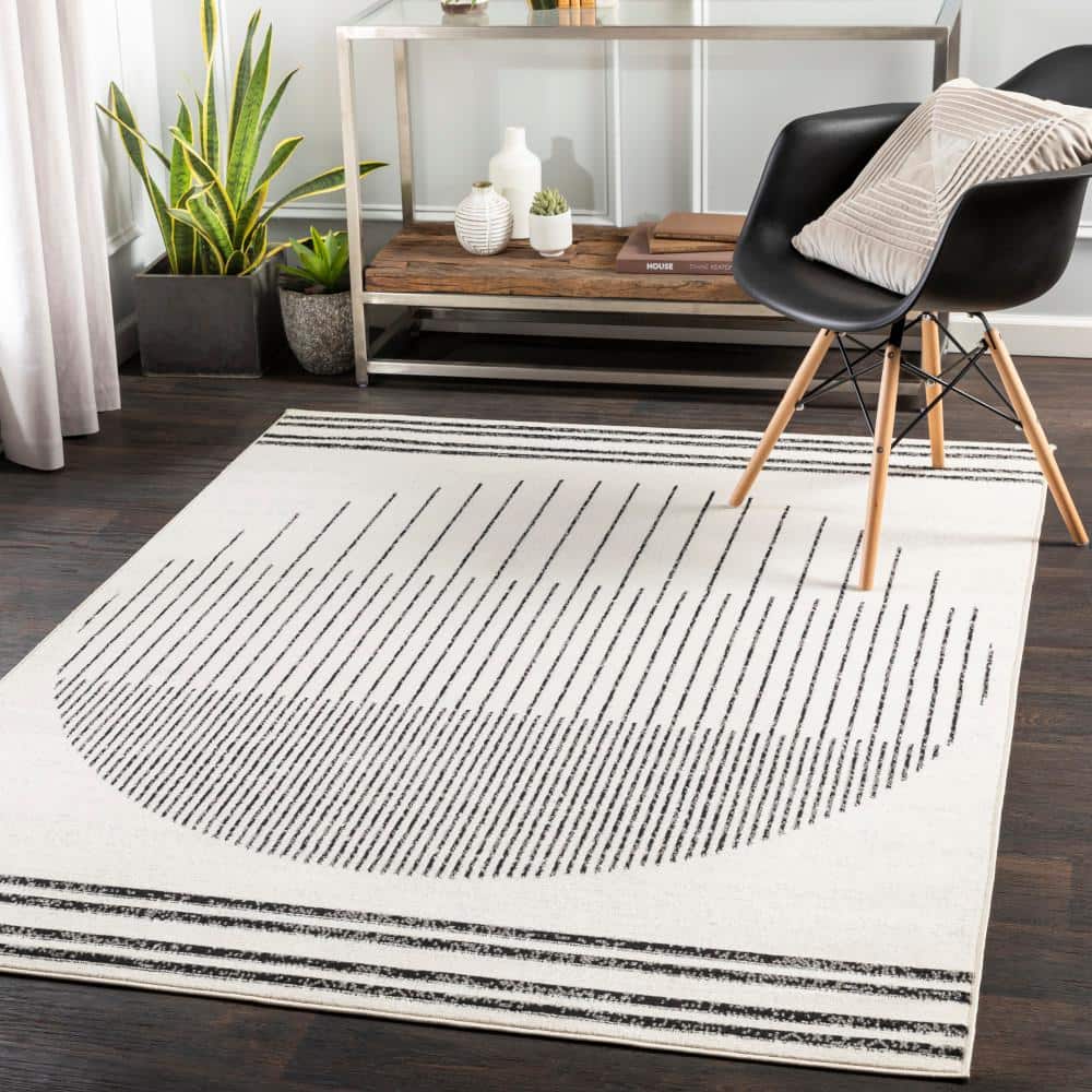 Livabliss Black and Ivory Geometric 7'10" x 10' Area Rug