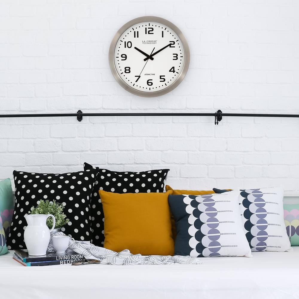 16" Brushed Metal Atomic Wall Clock with White Face