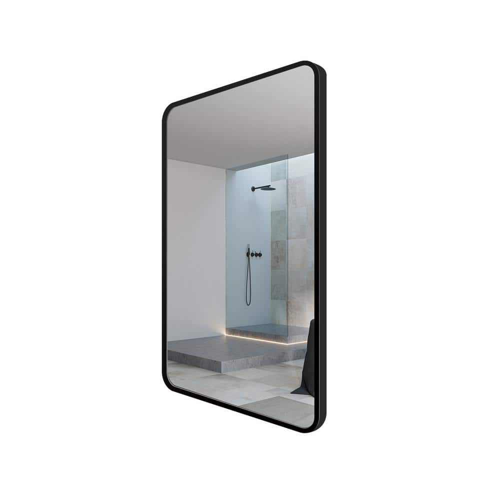 BK 24 in. W x 36 in. H Rectangular Black Framed Mirror Wall Bathroom Vanity