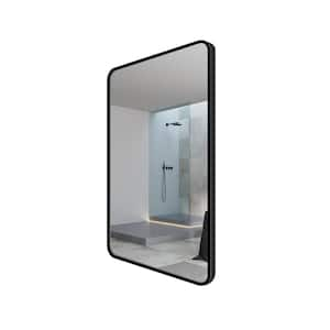 BK 24 in. W x 36 in. H Rectangular Black Framed Mirror Wall Bathroom Vanity Mirror in Black