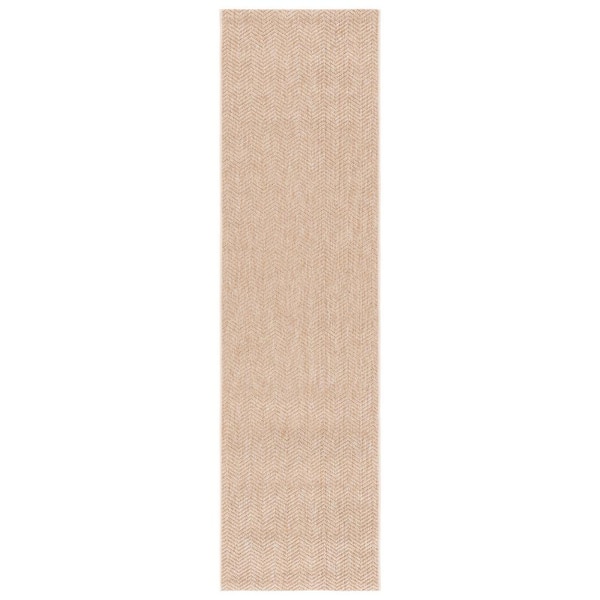 SAFAVIEH Sisal All-Weather Natural 2 ft. x 8 ft. Chevron Striped Indoor/Outdoor Runner Rug