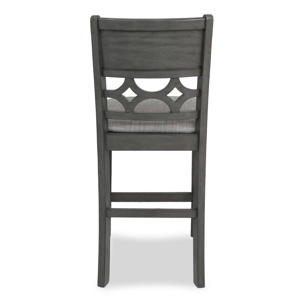 Contemporary 42" Round Gray Dining Set with 4 Padded Chairs