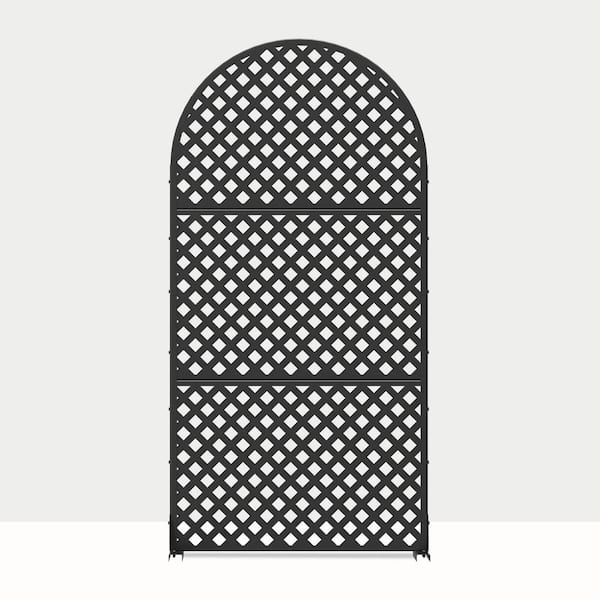 Lirago 72 in. H x 35 in. W Arched Outdoor Metal Privacy Screen Garden Fence Wall Applique in Black