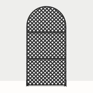 72 in. H x 35 in. W Arched Outdoor Metal Privacy Screen Garden Fence Wall Applique in Black