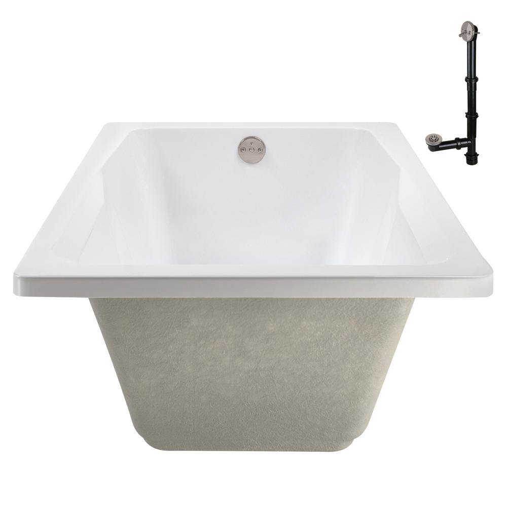 60'' x 32'' Glossy White Acrylic Soaking Drop-In Bathtub