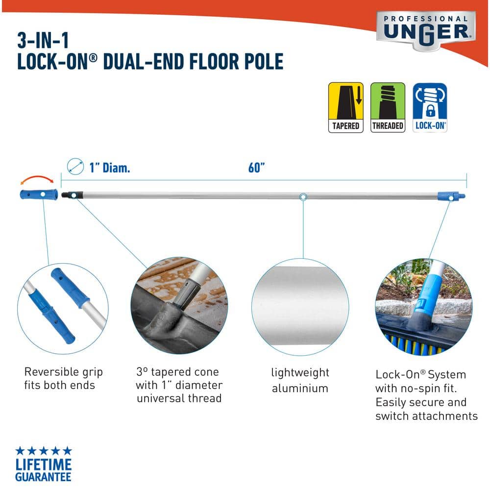 Unger 60" Silver and Blue Aluminum Dual Ended Pole