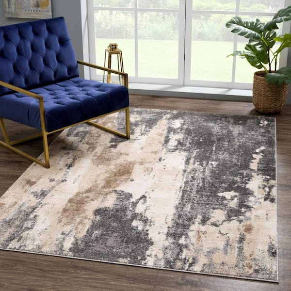 Quentisha Abstract Power Loom Polypropylene Area Rug in Gray 17 Stories Rug Size: Rectangle 2'8 x 4'11