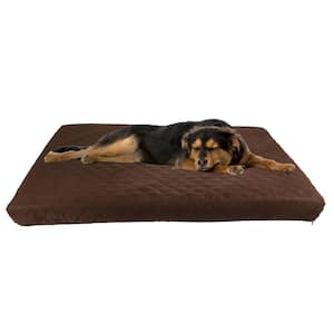 Large Brown Waterproof Memory Foam Indoor/Outdoor Pet Bed with Water Resistant Nonslip Bottom and Washable Cover