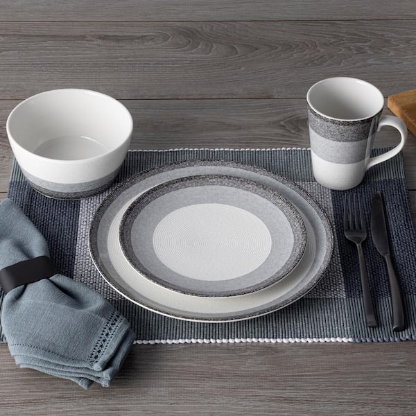 Noritake Colorscapes Layers Charcoal Porcelain 4-Piece Coupe Place