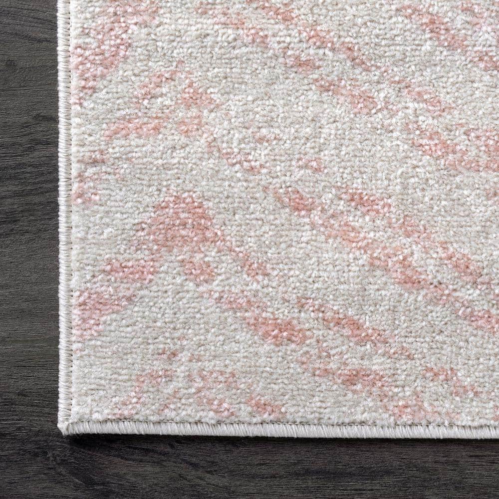 Pink Geometric 5' x 7' Synthetic Easy Care Area Rug