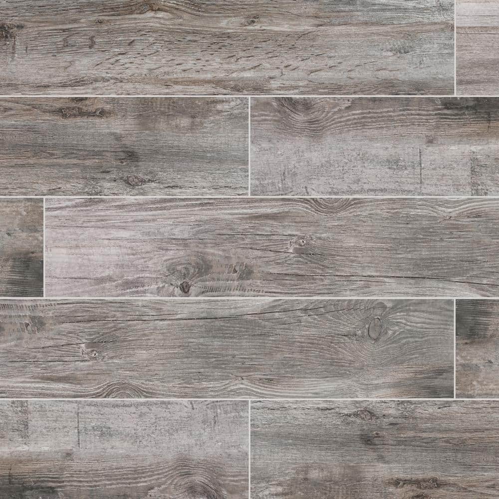 Daltile Laurelwood Smoke 8 in. x 47 in. Color Body Porcelain Floor and ...