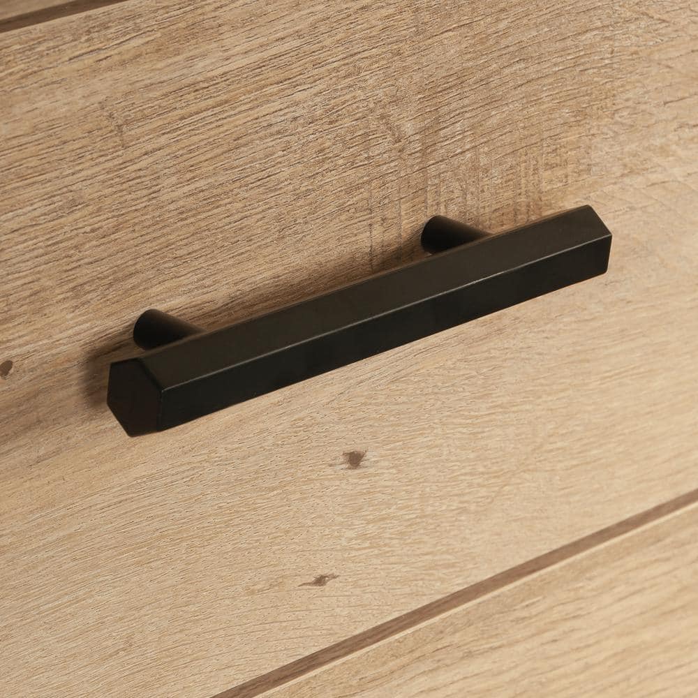 Prime Oak Cottage Style 4-Drawer Dresser with Black Handles