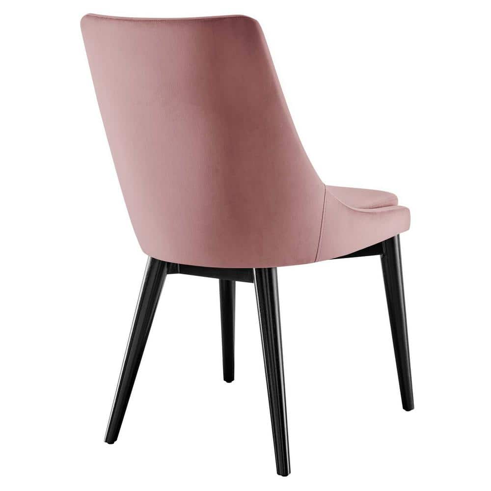Dusty Rose Velvet Upholstered Side Chair with Wood & Metal Frame