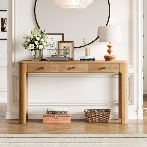 Harper & Bright Designs Rustic 52 in. Natural Color Rectangle Wood