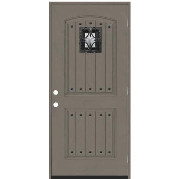 Steves & Sons Regency 36 in. x 80 in. Oxford Speak Easy Rain LHOS Ashwood Fiberglass Prehung Front Door 4-9/16 Frame