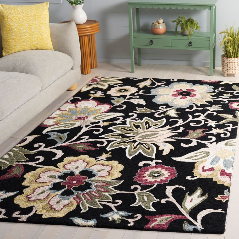 Blossom 6 ft. x 9 ft. Black/Sage Traditional Floral Vine Area Rug price history on PriceWatchPro