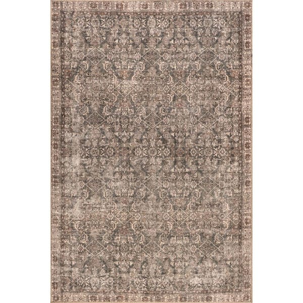 Hillstone Collection Traditional Vintage Medallion Calianna Brown 10 ft. x 13 ft. Area Rug