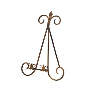 14 in. Gold Metal Tabletop Display Scroll Easel with Foldable Stand