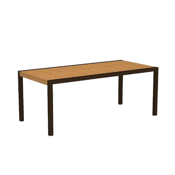 POLYWOOD MOD 36 in. x 73 in. Textured Bronze/Plastique Plastic Outdoor Patio Dining Table