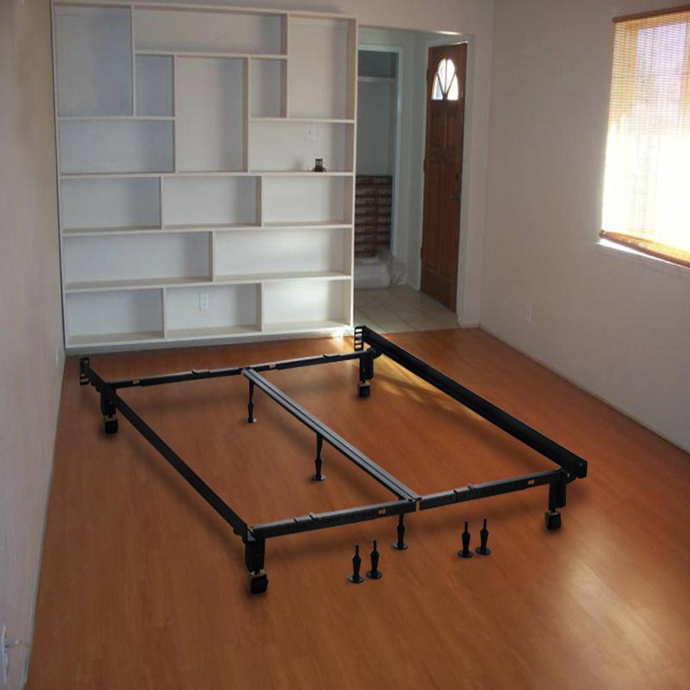 Hollywood Dark Metal Adjustable Bed Frame with Casters