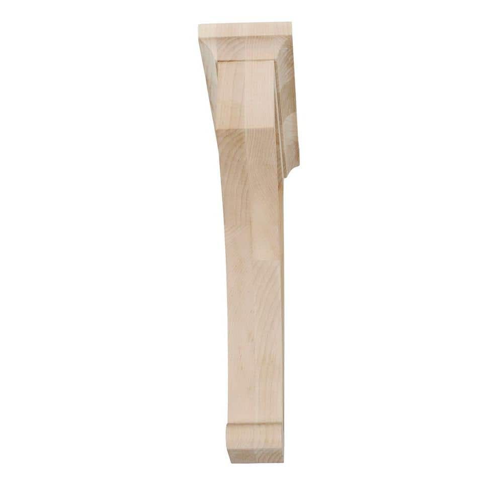 14 in x 3-7/8 in x 9 in Unfinished Large Solid Traditional Plain Wood Bracket Corbel