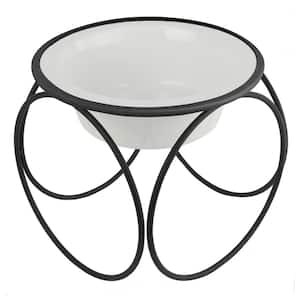 Olympic Diner Feeder with Stainless Steel Cat/Dog Bowl, Pearl White