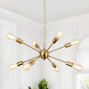 8-Light Gold Dimmable Sputnik Sphere Chandelier for Living Room with No Bulbs Included