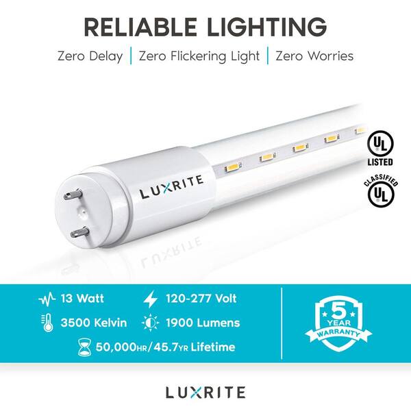 LUXRITE 32 Watt Equivalent 4 ft. Linear T8 LED Tube Light Bulb