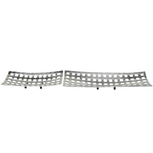 Silver Aluminum Decorative Tray with Grid Design (Set of 2)