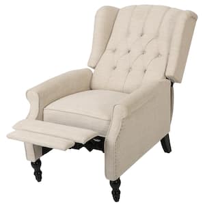 Walter Light Beige Polyester Standard (No Motion) Recliner with Nailhead Trim