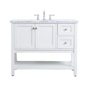 Timeless Home 42 in. W x 22 in. D x 33.75 in. H Single Bathroom Vanity in White with White Marble and White Basin