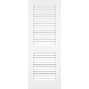 18 in. x 80 in. White Plantation Louver Panel Solid Core Wood Interior Door Slab