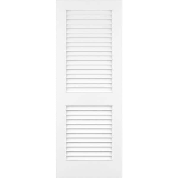 Kimberly Bay 18 in. x 80 in. White Plantation Louver Panel Solid Core Wood Interior Door Slab