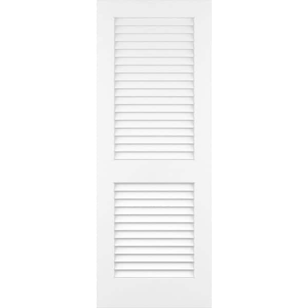 24 in. x 80 in. White Plantation Louver Panel Solid Core Wood Interior Door Slab