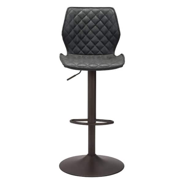 HomeRoots 23.6 in. Black Low Back Metal Counter Height Bar Chair with Upholstery Seat