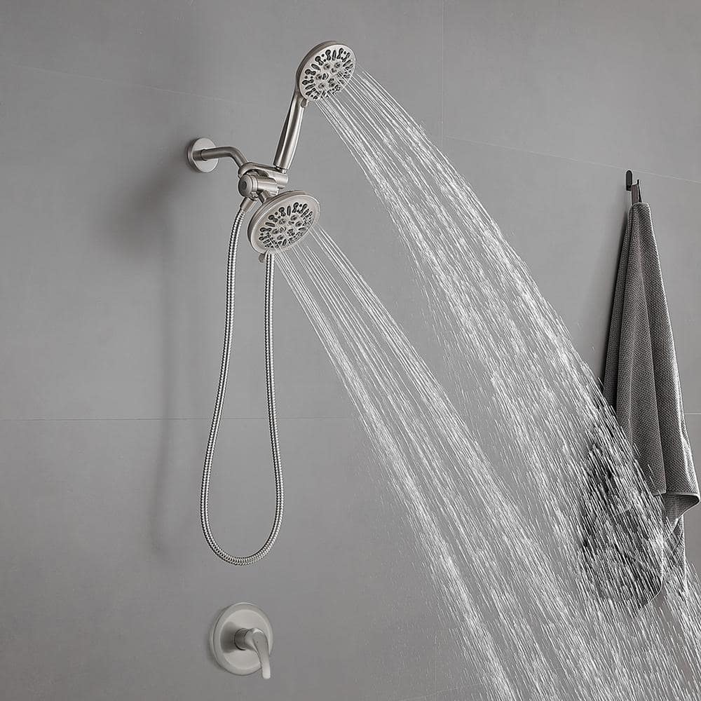 Brushed Nickel Dual Function Handheld Rain Shower Faucet Set