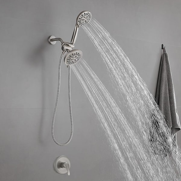 Single Handle 1-Spray Round Shower Faucet Combo Set 1.8 GPM with Dual Function Pressure Balance Valve in. Brushed Nickel