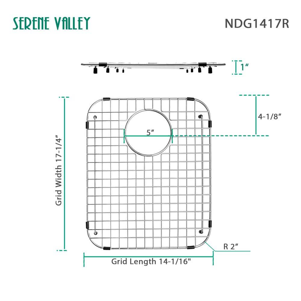 14.06" x 17.17" Stainless Steel Sink Grid with Rear Drain