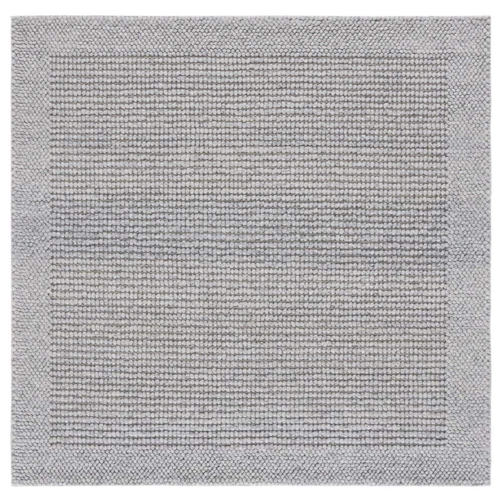 SAFAVIEH Natura 6 ft. x 6 ft. Gray Solid Border Square Area Rug NAT130F ...